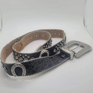Brand New Cowgirl  Sroushaa Black Cowhide Leather Belt 44 L